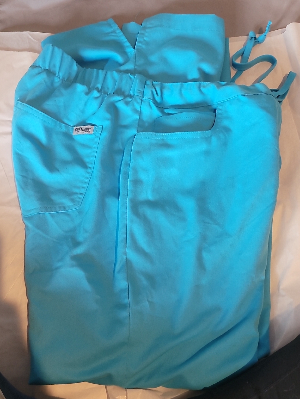 Grey's Anatomy  Turquoise Drawstring Scrub Pants Medium Petite